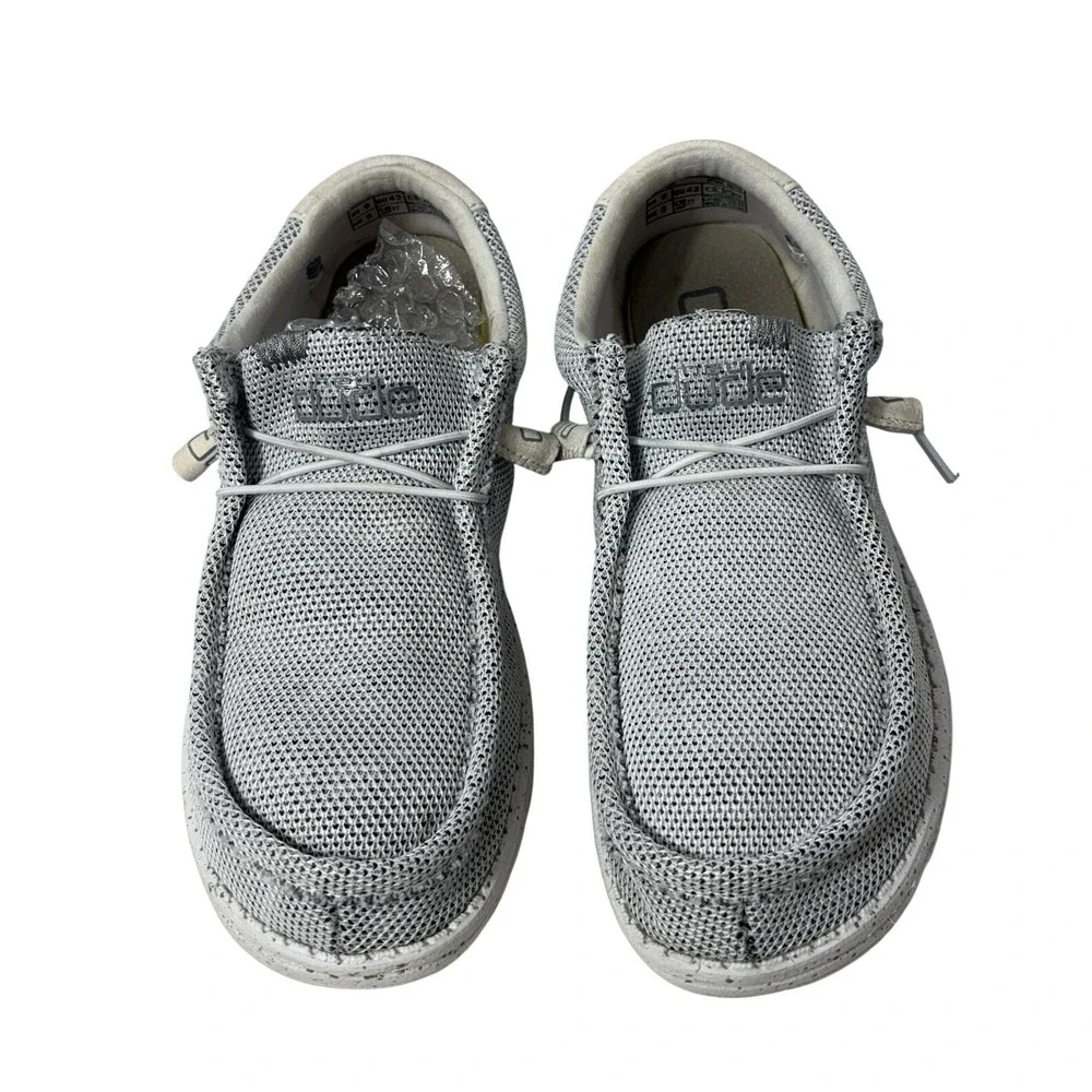 Hey Dude Wally Men's Size 9 Stone White Gray Fleece Loafers Summer Beach Shoes